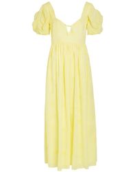 Thierry Colson - Calliope Broderie-Anglaise Puffed-Sleeved Midi Dress - Lyst