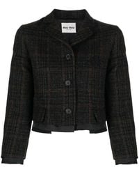 Miu Miu - Check-pattern Virgin Wool Jacket - Lyst