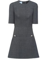 Prada - Button-embellished Virgin Wool Miniress - Lyst