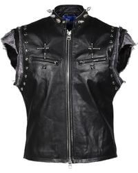 Marking Distance - Gimp Spike-Embellished Leather Gilet - Lyst