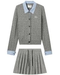 Musium Div. - Cable-Knit Lcardigan And Mini Skirt Set - Lyst