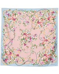 Dolce & Gabbana - Small Flower Bouquets-Print Silk Twill Scarf - Lyst