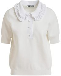Essentiel Antwerp - Beaded Ruffled Polo Top - Lyst