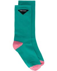 Prada Socken mit Jacquard-Logo - Grün