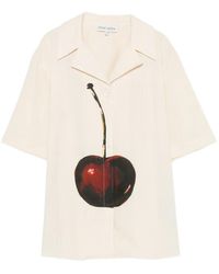 Stine Goya - Cherry-Print Pinstriped Shirt - Lyst