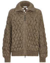 Brunello Cucinelli - Dazzling Zigzag Cables Cardigan - Lyst