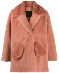 Blancha Oversized Shearling Coat - Pink