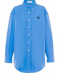 Miu Miu - Oversized Cotton Poplin Shirt - Lyst