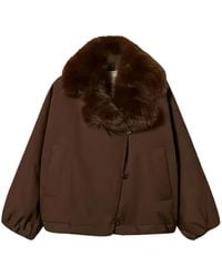 Twinset - Faux-Fur Collar Button-Up Jacket - Lyst