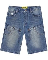 Godspeed - Denim Shorts Met Twee Vlakken - Lyst
