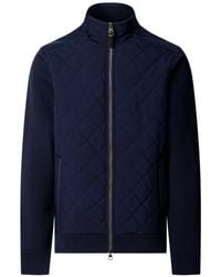 Hackett - Quilted-Panel Zip-Up Sweatshirt - Lyst