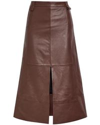 SKIIM - Farrah Panelled Leather Midi Skirt - Lyst