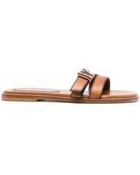DSquared² - Logo-buckle Leather Flat Sandals - Lyst