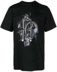 Roberto Cavalli - T-shirt Met Slangenprint - Lyst