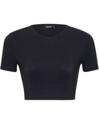 DSquared² - Ribbed Short-Sleeved Crop T-Shirt - Lyst