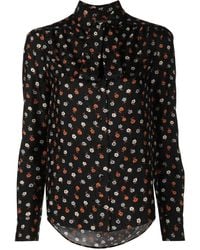 Saint Laurent - Floral-Print Long-Sleeve Blouse - Lyst