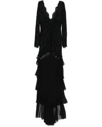 Saint Laurent - Jurk Met Kant En Ruches - Lyst