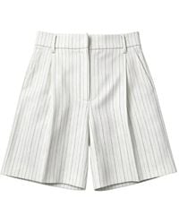 Brunello Cucinelli - Pinstripe-Print Pleated Tailored Shorts - Lyst