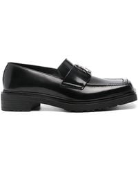 Patrizia Pepe - Leren Loafers Met Logoplakkaat - Lyst
