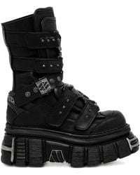 New Rock - Stiefel mit Schnallenverschluss - Lyst