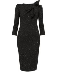 Nissa - Rhinestone-Embellished Brocade Midi Dress - Lyst