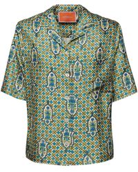 La DoubleJ - Santa Chiara Printed Silk Boxy Shirt - Lyst