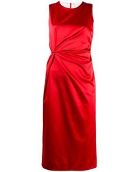 P.A.R.O.S.H. Mouwloze Midi-jurk - Rood