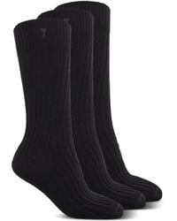 Ami Paris - Ribbed Logo Socks (Pack Of Three) - Lyst