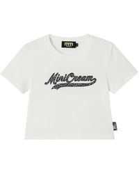Mini Cream - Logo-Print Cropped T-Shirt - Lyst