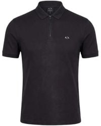 Emporio Armani - Logo-Print Zip-Fastening Polo Shirt - Lyst