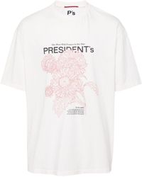 President's - Floral-print Cotton T-shirt - Lyst