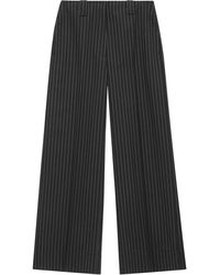 Ganni - Pinstripe-Pattern Wide-Leg Trousers - Lyst