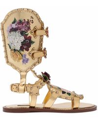 Dolce & Gabbana - Floral-motif Gladiator Sandals - Lyst