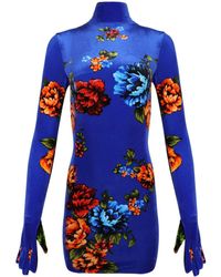 Vetements - Floral-print Velvet Minidress - Lyst