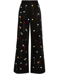 MSGM - Bead-embellished Wide-leg Trousers - Lyst