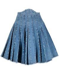 Balmain - High-waisted Denim Skirt - Lyst
