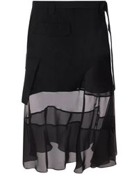 Sacai - Asymmetrical Midi Skirt - Lyst