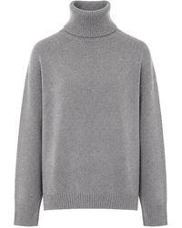 Allude - High-Neck Drop-Shoulder Sweater - Lyst