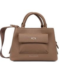 ARMANI EXCHANGE - Cabas Grainé À Plaque Logo - Lyst