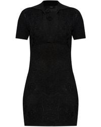 Amiri - V-Neck Knitted Mini Dress - Lyst