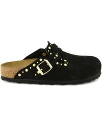 Birkenstock - Boston Rivets Suede Mules - Lyst