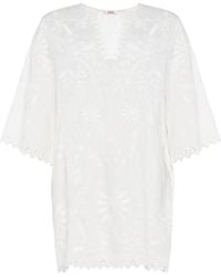 Eres - Aigue-Marine Embroidered Linen Mini Dress - Lyst