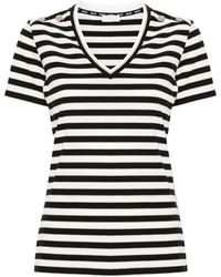 Liu Jo - Striped Ribbed V-neck T-shirt - Lyst