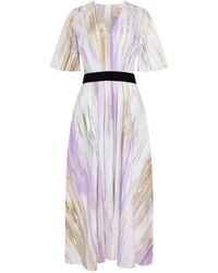 ROKSANDA - Robe Mi-Longue Sana À Imprimé Abstrait Et Taille À Nouer - Lyst