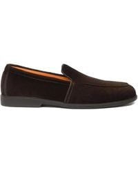 Santoni - Suede Panelled Loafers - Lyst