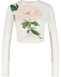 Giambattista Valli - Floral-print Cashmere-silk Crop Top - Lyst
