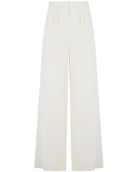 Alberta Ferretti - Pleated Wide-Leg High-Waisted Trousers - Lyst