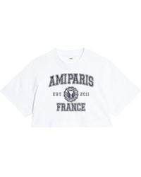 Ami Paris - Cropped-T-Shirt mit Logo-Print - Lyst