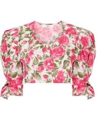 Chloé - Floral Print Cropped Blouse - Lyst