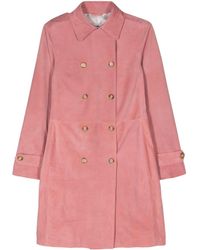 Manuel Ritz - Double-breasted Suede Maxi Coat - Lyst
